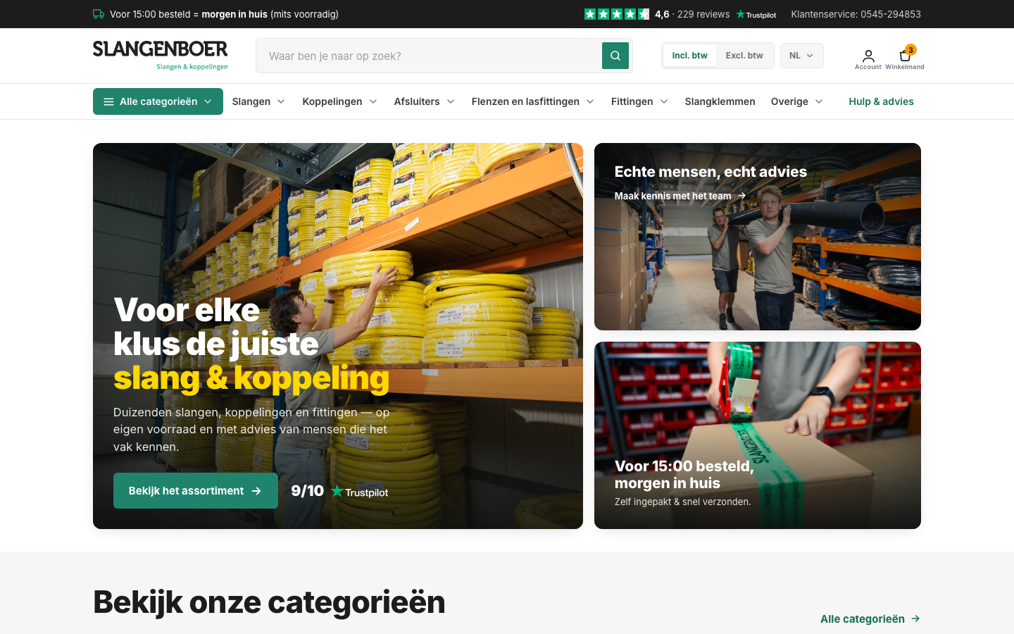 Homepage van het nieuwe Slangenboer.nl design