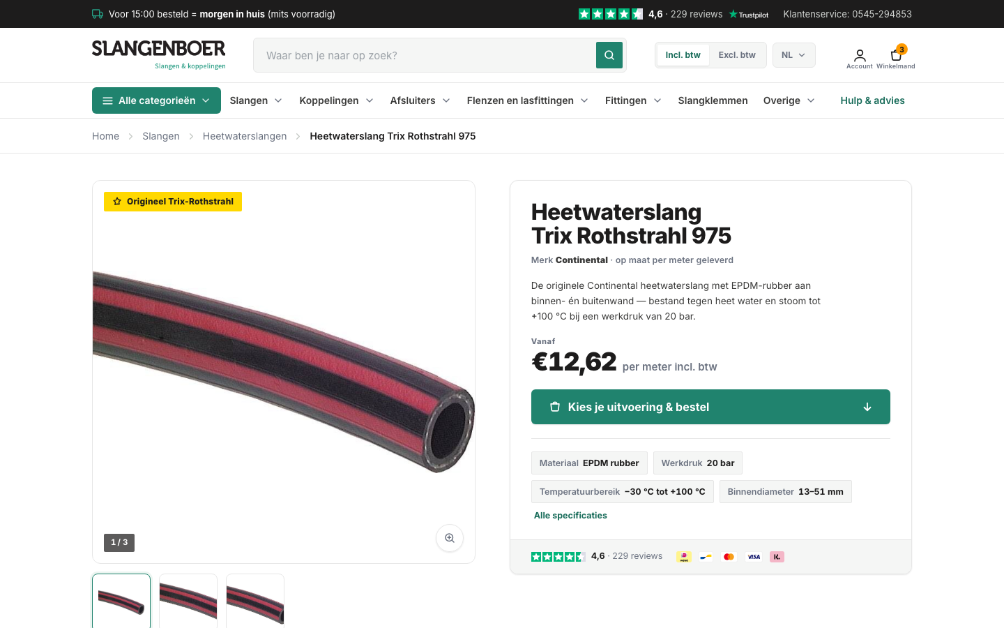 Productpagina van het nieuwe Slangenboer.nl design